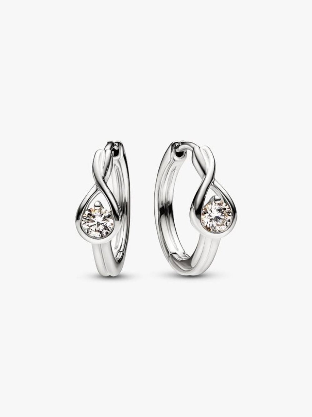 Pandora Infinite 14k White Gold Lab-grown Diamond Hoop Earrings